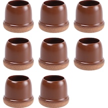 Qingmipy Küçük Boy Kahverengi Dairesel Sandalye Ayak Koruyucu, Sessiz Kaydırmalı, Dayanıklı Tpe + Felt, 8 Adet