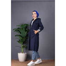 Sevitli İçi Çizgili Trençkot-lacivert-1296-lacivert Lacivert