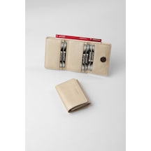 Cengiz Pakel Hakiki Deri Gizli Mıknatıs Detaylı Unisex Cüzdan - 13708 - Platin 13708-platın