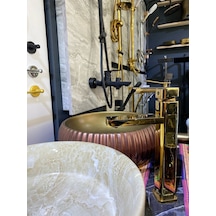 İsaoğlu Yapı Parlak Gold Joy Design Çanak Lavabo Bataryası Gold