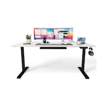 Ofisimi Uprise Comfort Çift Motorlu Yükseklik Ayarlı Masa 72 121 Cm Siyah Ayak/lake Beyaz Tabla, 120x60 Cm Genel