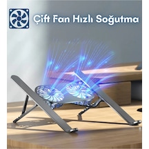 Alüminyum Katlanır Fanlı 6 Kademeli Laptop Apple Uyumlu MacBook Notebook Yükseltici Tutucu Stand