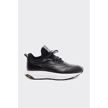 Derinet Hakiki Deri Erkek Sneakers Siyah Siyah