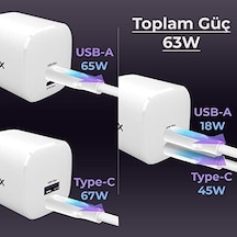 Bix Sv67 65w Gan Usb-a Supervooc 2.0 + 67w Pd Type-c Çift Bağlantı Noktalı Yüksek Hızlı Şarj Cihazı, Oppo Find X2, Reno 6, 5, 4, Realme 8 Pro, Gt Neo 2 Acı Kahve