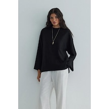 Suud Collection Siyah Kavala Keten Bluz