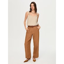 Faik Sönmez Wide Leg Fit %100 Keten Pantolon S26pnt010 Us26pnt01035 Camel