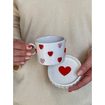 Meggdecor Pembe Kırmızı Kalpli Kupa Mug