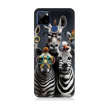 Realme C12 Uyumlu Renkli Gözlüklü Zebralar Desenli Silikon Kılıf