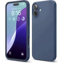Apple Uyumlu iPhone 16 Kılıf Nano İçi Kadife Silikon Lacivert