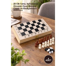 4 Adet Ahşap Kutulu Satranç Ve Tavla Seti 28 Cm Tahta, Katlanabilir Olmayan Oyun Kutusu, Chess Ve Backgammon