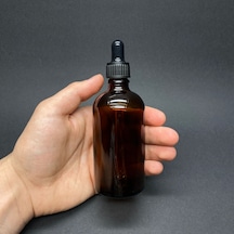 100ml Kahverengi Cam Damlalıklı Şişe , Siyah Plastik Kapak , 100c