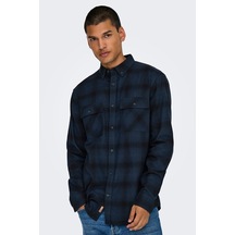 Only & Sons Erkek Onsmatt Uzun Kollu Regular Fit %100 Pamuk Gömlek 22030127 Lacivert Lacivert