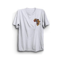 Unisex Beyaz Afrika Baskılı Tshirt Beyaz