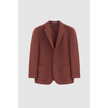 Ds Damat Regular Fit Kiremit Armürlü Çift Yırtmaçlı Yünlü Blazer Kumaş Ceket 3hf04ır224361 Kiremit