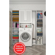 Kenzlife Membran Çamaşır Makinesi Dolabı Veronikamega Byzbyz Panjur 180 156 20 Mebran Kapak Suntalam Gövde Arkalıksız Raflı Beyaz