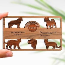 Kişiye Özel Mesleki veteriner Hekim Ahşap Kartvizit (Model 3-4) 5