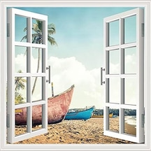 Pencere Poster Duvar Kağıdı Kayıklar Yapışkanlı Sticker Diğer