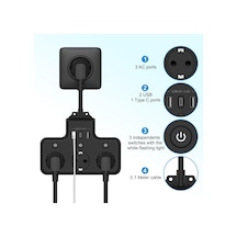 2 Adet Üç Priz Bağımsız Anahtar 3 Soket Ve 3 Usb Şarj