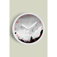 Soyut Doğa Manzara Temalı Modern Duvar Saati - 42cm - Önü Camlı Beyaz Kasa - Sessiz Mekanizma-jh0267 Beyaz