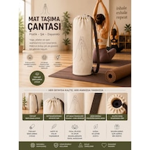 Yoga Mat Taşıma Çantası Hayat Ağacı Lotus Namaste Desenli Hambez Kanvas 70x21 Cm Koyu Kahverengi