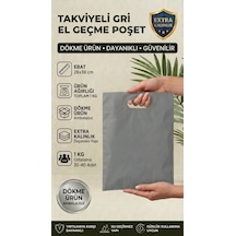 26x38 Gri Takviyeli El Geçme Poşet 1kg