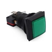 33mm 12V Kare Işıklı Oyun Makinesi Butonu - Yeşil