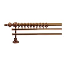 Meşe Ceren Demonte Başlıklı Ahşap Rustik Perde Askısı - Çift Raylı - 150 Cm