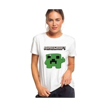 Mine Craft Baskılı Beyaz Kadın Tshirt (534306047)