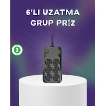 6 Prizli Çoklu Uzatma Kablosu Usb Type-c Hızlı Şarj Termal Koruma 0