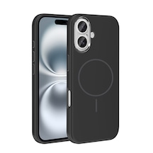 Apple Uyumlu iPhone 16 Kılıf M-safe Şarj Özellikli Metal Kamera Çerçeveli Zore Edi Silikon Kapak Siyah