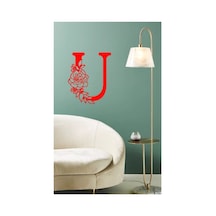 Ahşap Çiçek Işlemeli U Harfi Duvar Dekoru 30 Cm Mdf Tablo