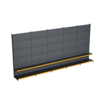Antrasit Metal 5li Birleşik 2 Katlı Market Raf Sistemi Hırdavat Rafı G450cm Yükseklik H220 Cm Turuncu
