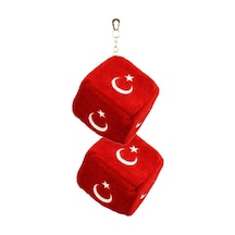 Oto Motto Asmalı Ay Yıldız Bayrak Peluş Zar Küp 2 Adet