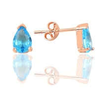 Gümüş Rose Akuamarin Taşlı Damla Küpe N11.47798