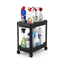 Orret Home 2 Katlı Tekerlekli Tezgah Altı Raf Organizer Düzenleyici Raf Ünitesi, Evye Altı Dolap İçi Düzenleyici, Mutfak Banyo Deterjanlık Şampuanlık Sebzelik,taşınabilir Saklama Rafı Siyah