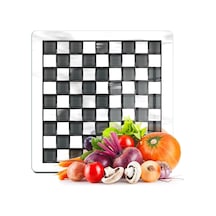 Tr Cam Kesme Tahtası Ve Sunumluk Mackenzie Black White 30x30 Cm Genel