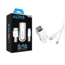 Auris Ars-cr03 3.4a Type-c Araç Şarj Aleti Beyaz