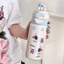 550ml Çift Katmanlı Kapak 316 Paslanmaz Çelik Termos Kabı MAvi