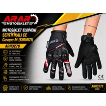 Arar Motosiklet Eldiveni Sertifikalı Ce Casque M Kırmızı -arr3279