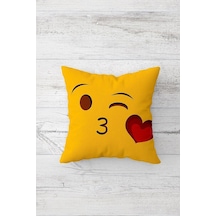 Pelangi Kalpli Öpücük Emoji Çift Tarafı Baskılı Gizli Fermuarlı Yastık Kılıfı Kırlent Koltuk Yastık Kılı Çok Renkli