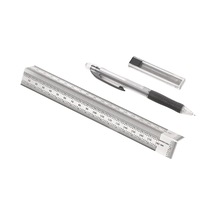 Xiyyadms Ahşap İşçiliği İçin Hassas Çizim Cetveli, Paslanmaz Çelik, 180mm, Kalem Ve 12 Adet Kalem Ucu İle