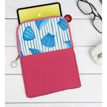 Bk Gift Deniz Kabukları Tasarımlı Taşınabilir Koruyucu Tablet Kılıfı & Organizer Çanta - Pembe-2