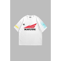 Rhude Baskılı Oversize Unisex Beyaz Beyaz Rhude Baskılı Oversize Unisex Beyaz Beyaz