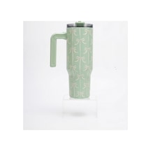 Hydrapeak Kurdele Desenli Su Yeşili Pipetli Termos / Tumbler Kulplu 946ml Yeşil