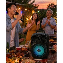 Rgb Işıklı Bluetooth Karaoke Hoparlör Mikrofonlu Usb Tf Kart Destekli Taşınabilir Speaker - Lisinya
