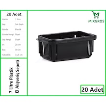 Plastik Kozmetik Alışveriş El Sepeti 7 Litre Siyah 20 Adet Siyah