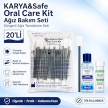 Karya&safe Oral Care Kit Ağız Bakım Seti Süngerli Ağız Temizleme Seti 20'li 5 Paket