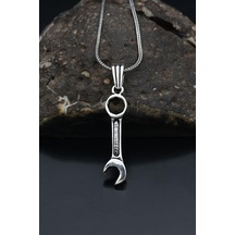 Ingiliz Anahtarı Tasarımlı Gümüş Kolye Zincir 925 Ayar