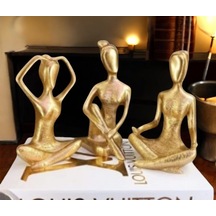 09cm-18cm Lik Kırılmaz Polyester,3 Lü Yoga Yapan Kızlar Biblo