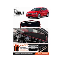 Opel Astra K 2015-2021 Uyumlu Torpido Örtüsü, Torpido Kılıfı - Siyah-kırmızı - Op005